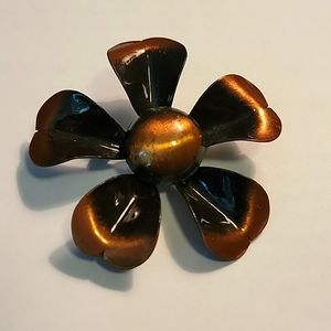 Vintage copper floral brooch